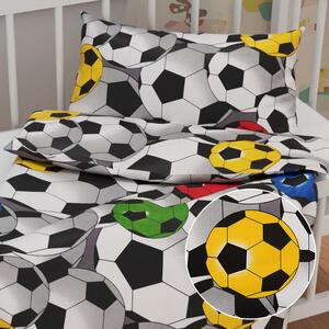 Biante Detské bavlnené posteľné obliečky do postieľky Sandra SA-580 Farebné a sivé futbalové lopty Do postieľky 90x120 a 40x60 cm