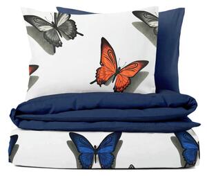 Ervi bavlnené obliečky DUO - motýle farebné/modré