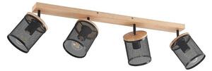 Lindby - Kiriya 4 Stropné Lampa Black/Wood