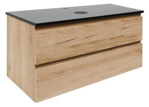 Kúpeľňová skrinka s krycou doskou z kamene SAT B-Way 99x50x45 cm dub mat BWAY2100OAKTK
