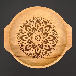 AMADEA Drevená miska mandala, masívne drevo, 24 cm