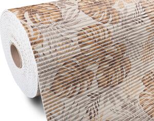 Kúpeľňová penová rohož / predložka PRO-045 Hnedo-béžové tropické listy - metráž šírka 65 cm
