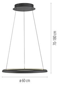 Schöner Wohnen 15570-18-LED stmievateľné závesné svietidlo na lanku QUILLO LED/36W/230V priemer 60 cm čierne