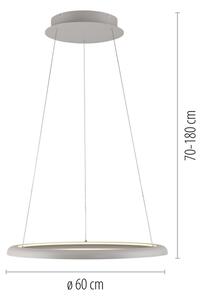 Schöner Wohnen 15570-39-LED stmievateľné závesné svietidlo na lanku QUILLO LED/36W/230V, priemer 60 cm, sivé