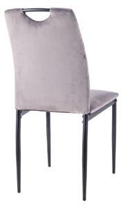 Stolička PAX sivá (látka Bluvel 14) - moderná, čalúnená, zamatová, do obývačky, jedálne, kancelárie, s lakťovou opierkou