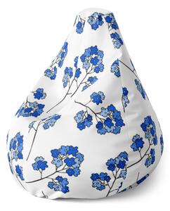 Sablio Sedací vak Pear Modré kvietie - 70 x 95 x 15 cm