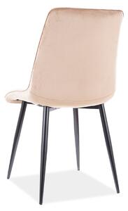 Stolička POSH béžová (látka Bluvel 28) - moderná, čalúnená, zamatová, do obývačky, jedálne