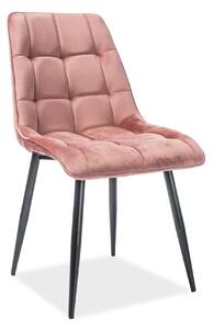 Stolička POSH púdrová ružová (látka Bluvel 52) - moderná, čalúnená, zamatová, do obývačky, jedálne