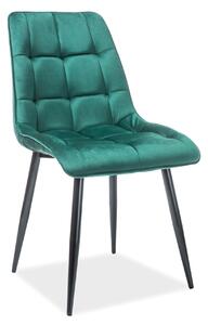 Stolička POSH zelená (látka Bluvel 78) - moderná, čalúnená, zamatová, do obývačky, jedálne