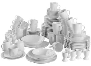 Kombinovaná sada riadu Salerno, porcelán, pre 12 osôb, 100dielna - biela