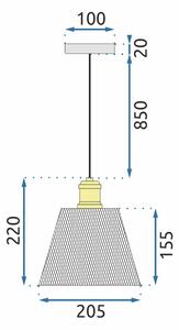 Toolight - Závesná stropná lampa Fence - zlatá - APP945-1CP