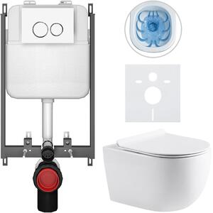 CERANO - Kompletná WC súprava Basic/Felci - biela lesklá - WC tlačidlo Dualo/biela - na zamurovanie - 53x37 cm