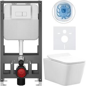 CERANO - Kompletná WC súprava Basic/Forte - lesklá biela - WC tlačidlo Modulo/Biela - voľne stojaca - predstenová inštalácia - 51x36 cm