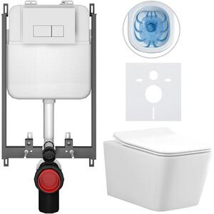 CERANO - Kompletná WC súprava Basic/Forte - biela lesklá - WC tlačidlo Modulo/Bílá - na zamurovanie - 51x36 cm