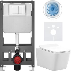CERANO - Kompletná WC súprava Basic/Forte - lesklá biela - WC tlačidlo Maxio/biela - voľne stojace - predstenová inštalácia - 51x36 cm