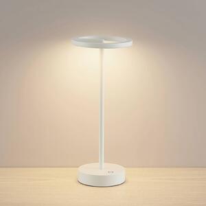 Nabíjateľná stolová lampa Lucande LED Halona, biela, hliník, USB, IP54
