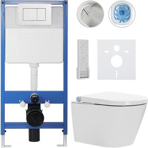 CERANO - Kompletná WC súprava Profi/Cronus Pro - biela lesklá - WC tlačidlo Classic/Biela - predstenová inštalácia - 59,3x38,4 cm