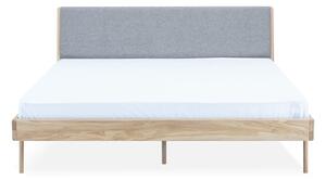 Sivá/prírodná čalúnená dvojlôžková posteľ z dubového dreva 160x200 cm Fawn - Gazzda