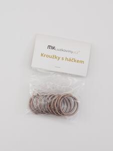 Oceľové krúžky na záves s háčikmi - stará mosadz 10 ks