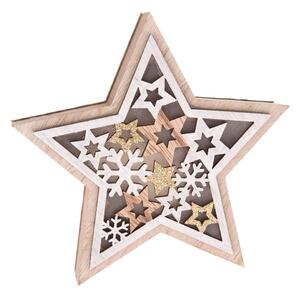 Drevená hviezda s LED svetlom Dakls, výška 15 cm