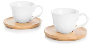 Hnedé porcelánové/bambusové šálky v sade 2 ks na espresso 0.1 l Flo - Bambum