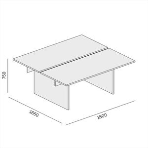 Stôl double SOLID, 1800 x 1650 x 743 mm, orech