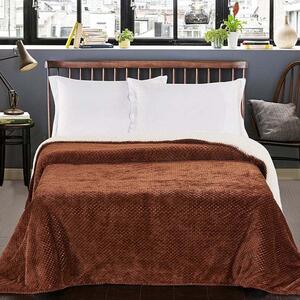 Hnedý obojstranný pléd cez posteľ DecoKing Lamby, 210 × 170 cm