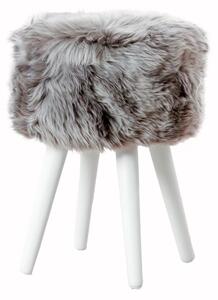Stolička so sivým sedákom z ovčej kožušiny Native Natural White, ⌀ 30 cm