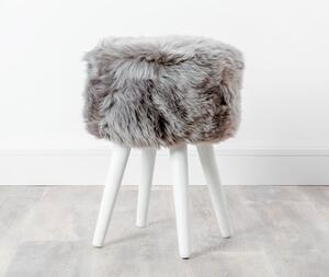 Stolička so sivým sedákom z ovčej kožušiny Native Natural White, ⌀ 30 cm