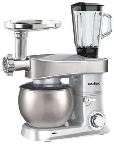 BestBerg BBR-2000S multifunkčný kuchynský robot / 2000 W / 6 l / 6 rýchlostí / strieborný