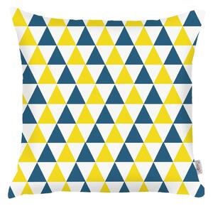 Modro-žltá obliečka na vankúš Mike & Co. NEW YORK Triangles, 43 × 43 cm