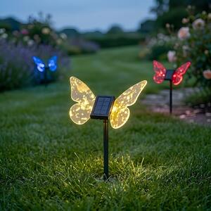 Exteriérové solárne zapichovacie svietidlo Butterfly, RGB