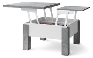 OSLO betón / biely mat, rozkladací konferenčný stolík s výškovo nastaviteľnou stolovou doskou