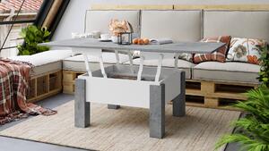 OSLO betón / biely mat, rozkladací konferenčný stolík s výškovo nastaviteľnou stolovou doskou