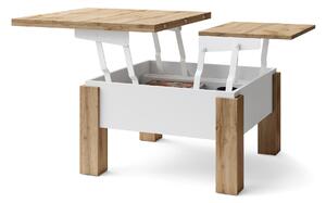 OSLO dub votan / biely mat, rozkladací konferenčný stolík s výškovo nastaviteľnou stolovou doskou