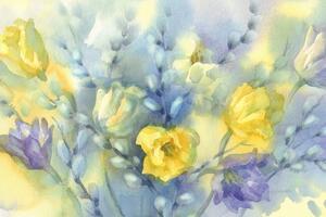 Tapeta akvarelové žlté tulipány