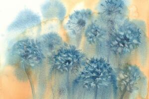 Tapeta modrá púpava v akvarelovom prevedení - 300x200