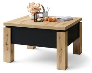 OSLO dub artisan / čierny mat, rozkladací konferenčný stolík s výškovo nastaviteľnou stolovou doskou