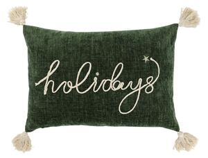 Zelená zamatová obliečka na vankúš Holidays Aix - 50*35 cm - Chic Antique