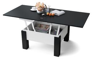 OSLO čierny mat / biely mat, rozkladací konferenčný stolík s výškovo nastaviteľnou stolovou doskou