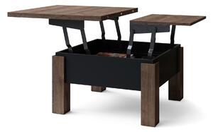 OSLO dub hnedý / čierny mat, rozkladací konferenčný stolík s výškovo nastaviteľnou stolovou doskou