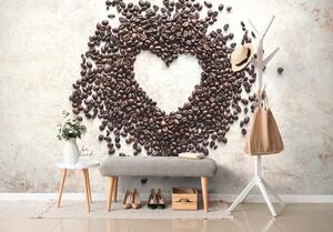 Samolepiaca fototapeta srdce z kávových zŕn