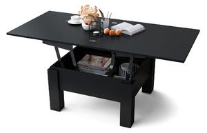 OSLO čierny mat, rozkladací konferenčný stolík s výškovo nastaviteľnou stolovou doskou
