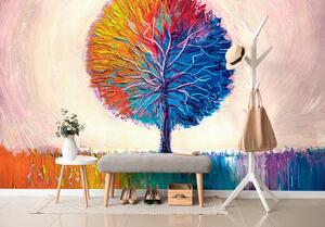 Samolepiaca tapeta farebný akvarelový strom