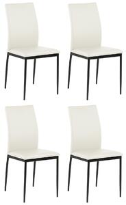 Sada 4 x stolička DEMINA biela koženka (svetlé ecru) - moderná do obývacej izby / jedálne / kuchyne / kancelárie