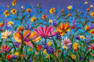 Samolepiaca tapeta farebné kvety na lúke