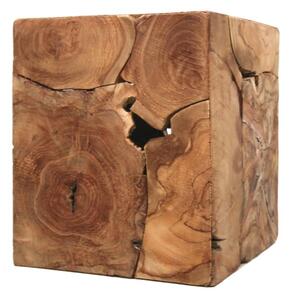 Príručný stolík z teakového dreva HSM collection Cube, 30 × 35 cm