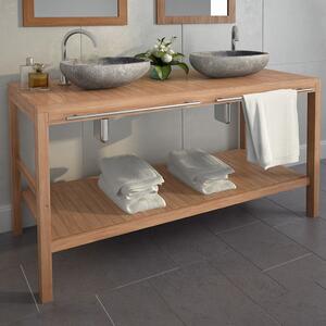 Kúpeľňová skrinka, masívne teakové drevo 132x45x75 cm