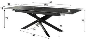 Rozkladací jedálenský stôl 45-31 180/260x90cm Ceramic Natural Black-Komfort-nábytok