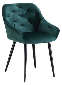 Stolička K487, tmavo zelená - moderná, prešívaná, glamour, do obývacej izby, jedálne, VELVET